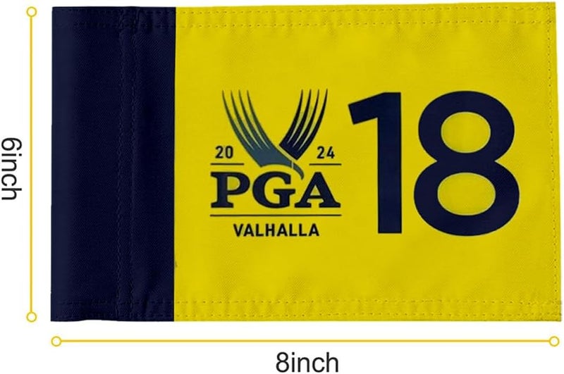 2BUT 2024 PGA Valhalla Golf Pin Flag Practic Putting Green Golf Flag For Backyard Garden Double-Sewn 600D Nylon Miniature Pin Flag Regulation Tube Flag(Yellow 8"x6") - Image 2